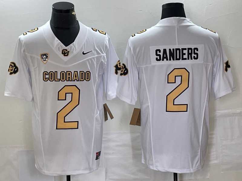 Men%27s Colorado Buffaloes #2 Shedeur Sanders White 2023 F.U.S.E. Stitched Football Jersey